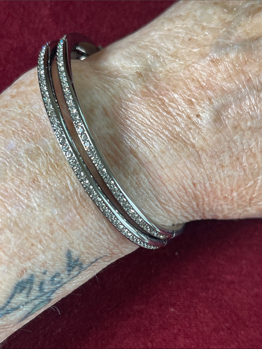 2  Nadri Bangle Bracelets in Gunmetal Gray Finish